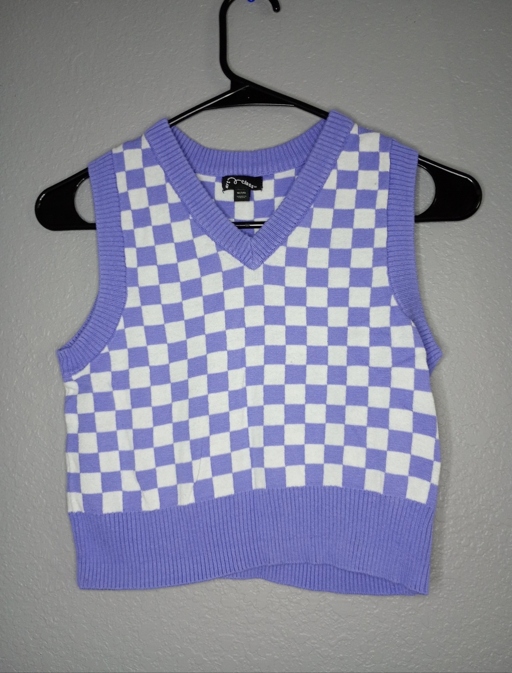 art class Lilac and White Checker V-Neck Sweater